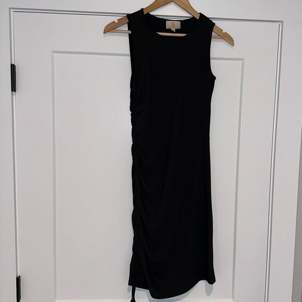 S by Serena Ribbed Black Dress NWOT